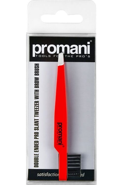 Promani Double Sided Pro Oblique Tip Tweezers-Eyebrow Brush PR-929