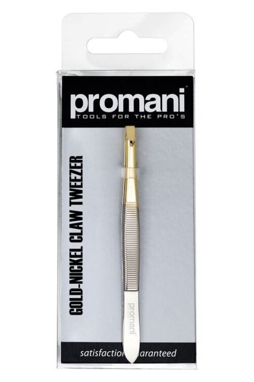 Promani Semi Gold/Nickel Flat Tip Tweezers PR-918
